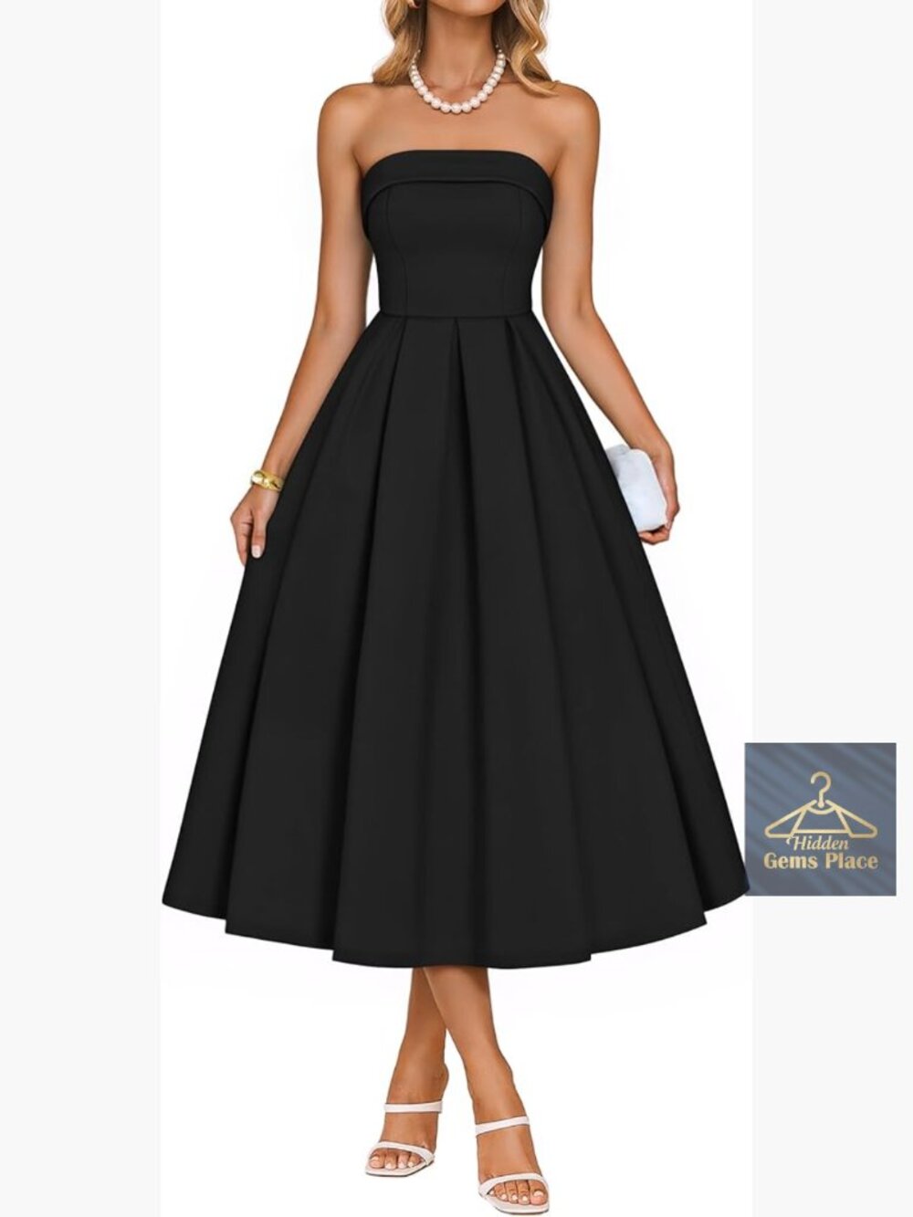 Strapless Cocktail Dress Off Shoulder Midi A Line Wedding Guest Party